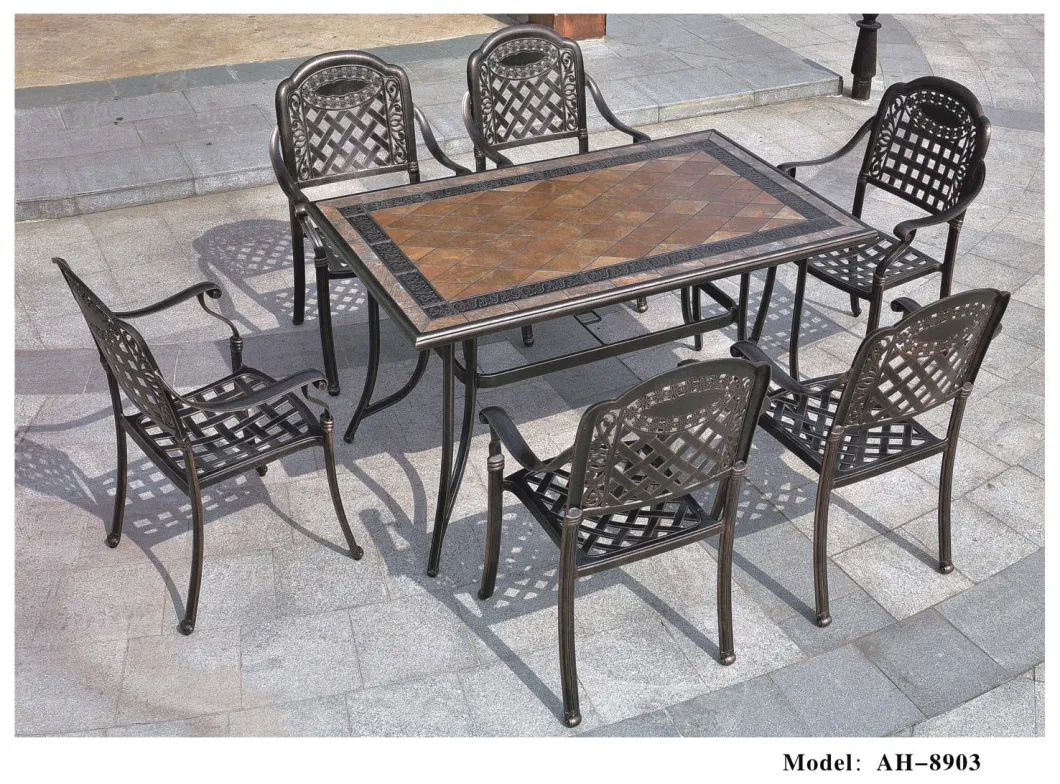 BBQ Garden/Patio Table and 4 Chair Set, Cast Aluminium Finished in Black, Cast Garden Furniture Sets