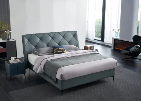 Nouveau produit 2022 ensemble de meubles Casa Cama moderne dortoir hôtel lit jumeau en cuir vert